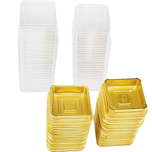 사각 화과자 뚜껑 50p + 바닥 50p, 골드, 50개