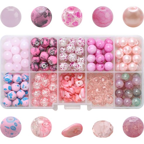 알로데 마블링 구슬 비즈 DIY 키트 200p, 소프트핑크, 1세트