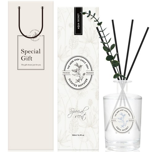 더허브샵 센티드 디퓨저 500ml + 쇼핑백, 아쿠아시크릿, 1개