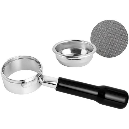 칼딘 가찌아 바텀리스 커피 포터 필터 58mm + 퍽 스크린 필터 58mm 세트, 블랙, 1세트