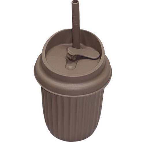 마미스테이블 실리콘 휴대용 텀블러 + 빨대 세트, 베어브라운, 400ml, 1세트