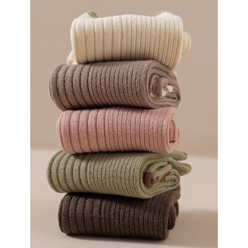 아이 발에 행복을 더하는 아이뿜 여아용 투라인 쫀쫀 골지 장목 양말 5종 세트 H16