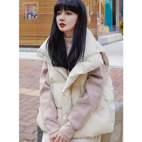 스타일과 보온성을 동시에 갖춘 피어니스트 여성용 오버핏 퀼팅 숏 조끼 패딩