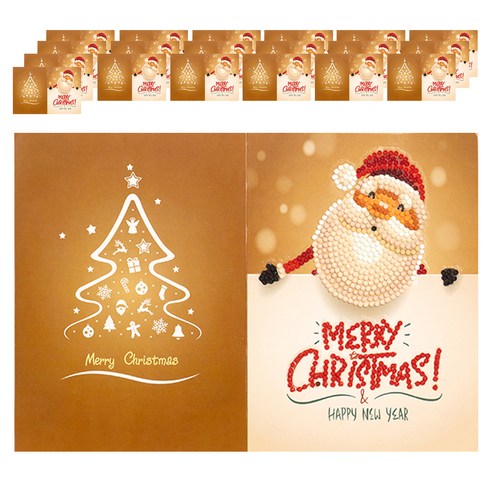민화샵 크리스마스 보석십자수 카드 만들기 세트 XDOPP041, 갈색산타(XDOPP0414), 20세트
