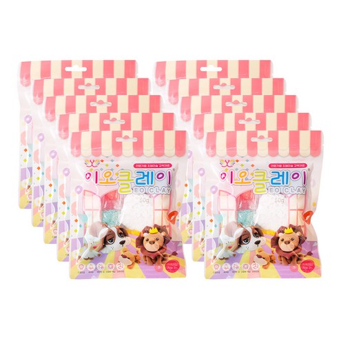 이오 유아용 폼클레이 5색 50g x 10p 세트, 흰색, 빨강, 노랑, 초록, 파랑