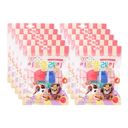 이오 유아용 클레이 5색 50g x 10p 세트, 흰색, 빨강, 노랑, 초록, 파랑