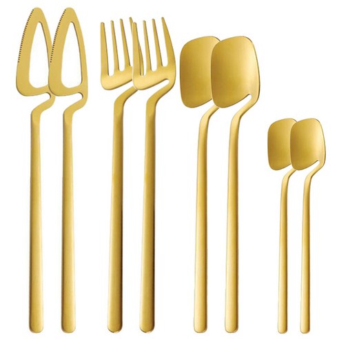 엣지 파티 카페 집들이 2인 커트러리세트, 골드, 커트러리 4종 x 2p, 1세트