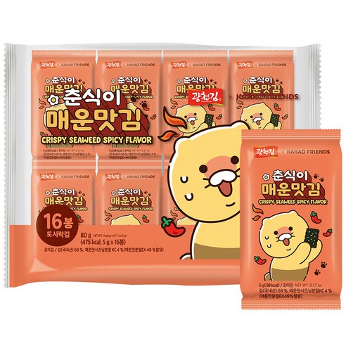 카카오 춘식이 매운맛 도시락김, 80g, 1개