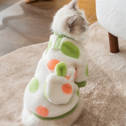 고양이 아티펫 얼룩무늬 토끼가방 스웨터, 그린