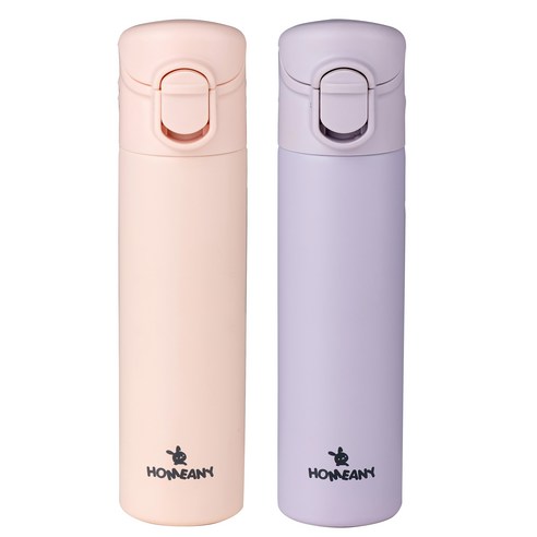 홈애니 미니 원터치 보온보냉병 180ml 2종 세트, 핑크, 파스텔퍼플, 1세트