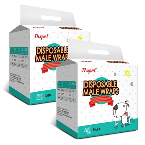 땡스펫 고흡수 수컷용 강아지 매너패드 기저귀, 중형, 1팩, 12매입