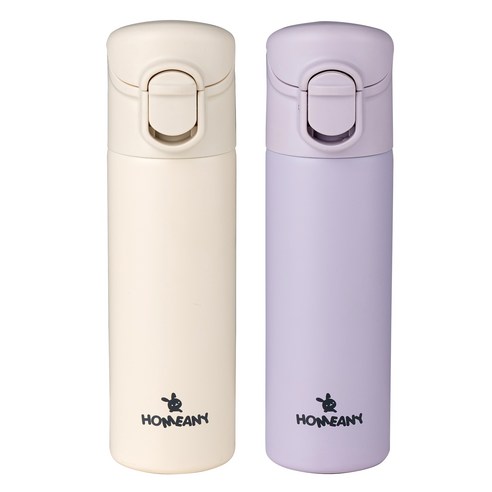 홈애니 원터치 미니 보온병 2종 세트, 베이지, 파스텔퍼플, 140ml, 1세트