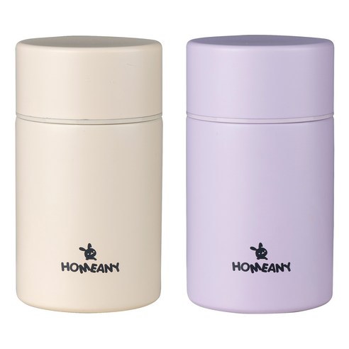 홈애니 원터치 미니 보온병 2종 세트, 베이지, 파스텔퍼플, 200ml, 1세트