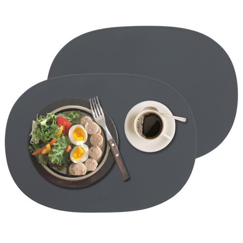 디아르 플래티넘 실리콘 오리지널 식탁 매트, 다크그레이, 42.5 x 31 cm, 2개