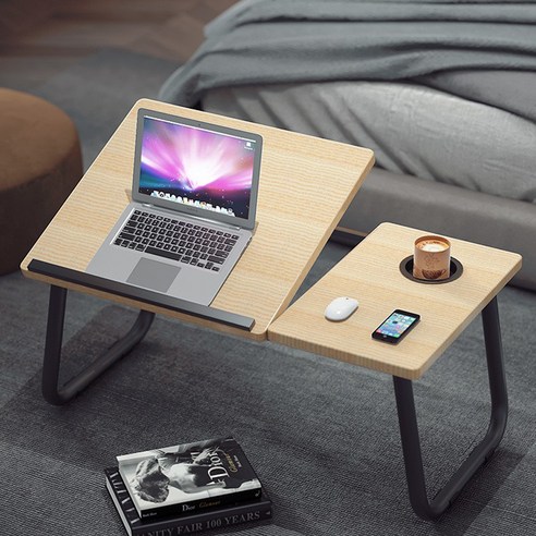 5단 각도조절 접이식 베드테이블 640 x 320 x 250 mm, 우드