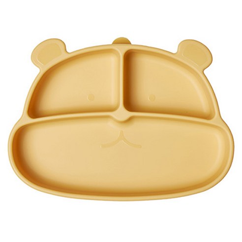 마미스테이블 유아용 먹자곰 흡착 푸드그레이드 실리콘 식판, 비스크옐로우, 1개, 단품