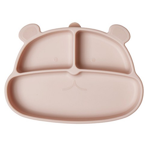 마미스테이블 유아용 먹자곰 흡착 푸드그레이드 실리콘 식판, 샴페인핑크, 1개, 단품