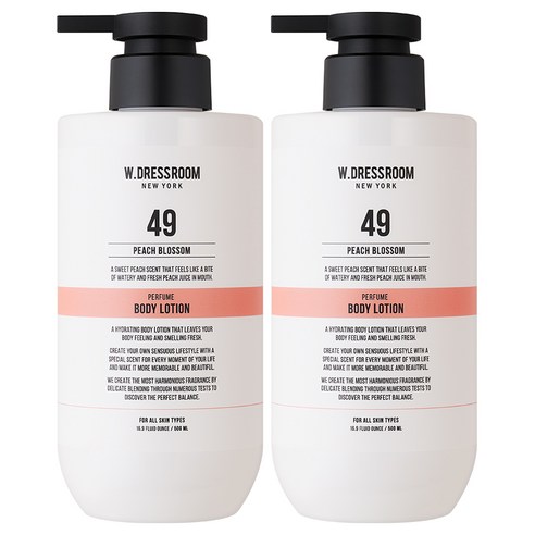 더블유드레스룸 퍼퓸 바디로션 49 피치블러썸, 500ml, 2개