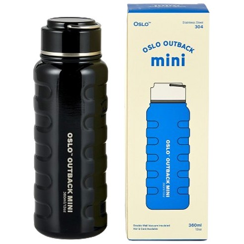 오슬로 초경량 아웃백 미니 스텐 텀블러, 블랙, 360ml, 1개