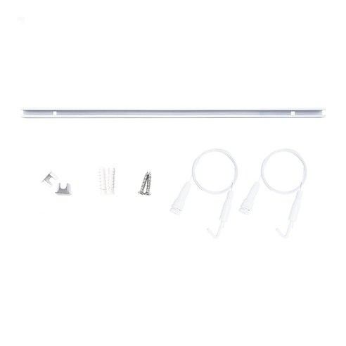 액자 레일 50cm + 천장원터치튼튼 2p + 마감캡 2p + 피스 2p 세트, 화이트, 1세트