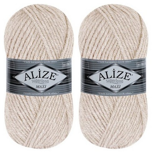 alize yarna 슈퍼라나 맥시 뜨개실, 152베이지, 2개