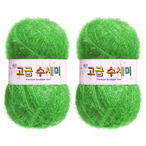 yarna 고급 수세미 뜨개실, 102 연두, 2개