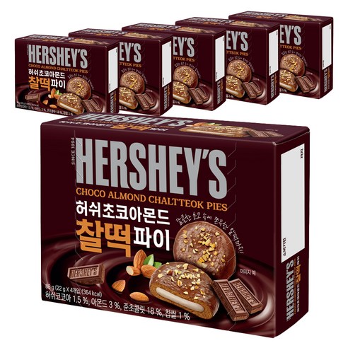 허쉬 초코아몬드 찰떡 파이, 88g, 6개