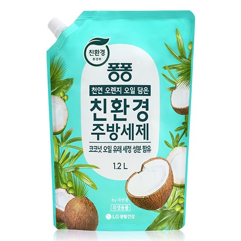 퐁퐁 친환경 주방세제 코코넛 리필, 1.2L, 1개