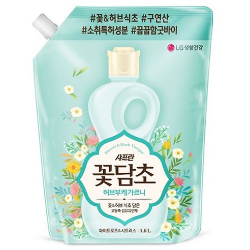 [비건라이프] 샤프란 꽃담초 허브부케가르니 섬유유연제 화이트로즈&시트러스 리필, 1.6L, 1개