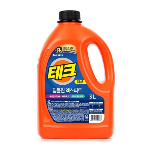 테크 딥클린 엑스퍼트 뉴 실내건조 액체세제 드럼 용기, 3L, 1개