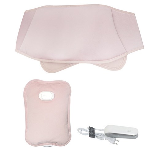 에버튼하우스 충전식 무선 온수 찜질기 + 벨트형 커버주머니 세트 핑크 G01-A
