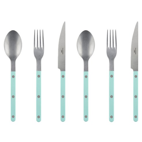 사브르 빈티지 디너 커트러리 세트, 파스텔그린, 디너스푼 2p + 디너나이프 2p + 디너포크 2p, 1세트