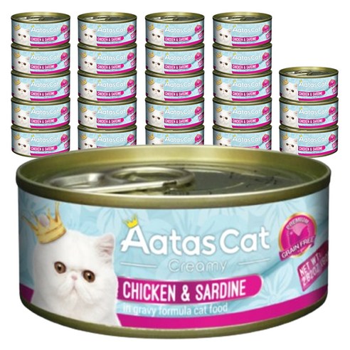 아타스캣 전연령용 크리미 닭고기 앤 정어리 고양이 습식사료, 닭, 80g, 24개
