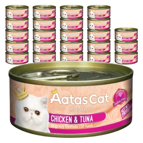 아타스캣 전연령용 크리미 닭고기 앤 참치 고양이 습식사료, 닭, 80g, 24개