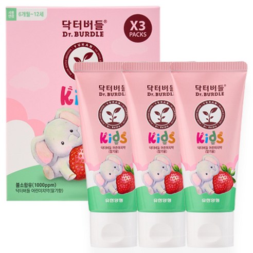 닥터버들 어린이 치약 딸기향, 60ml, 3개