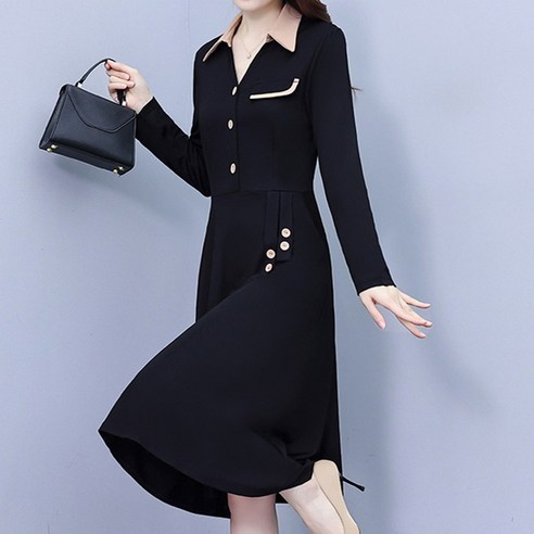 모든 여성을 위한 세련되고 편안한 포플러앤씨 다빈 배색 빅사이즈 원피스