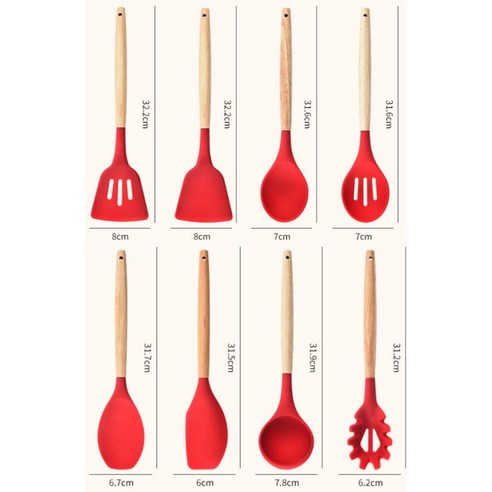 내구성 있고 다양한 주방 작업에 필수적인 채옴의 내열 실리콘 우드 손잡이 키친 툴 세트