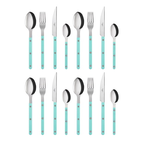 사브르 샤이니 커트러리세트, 파스텔그린, 디너 스푼 + 디너 포크 + 디너 나이프 + 티 스푼, 4세트