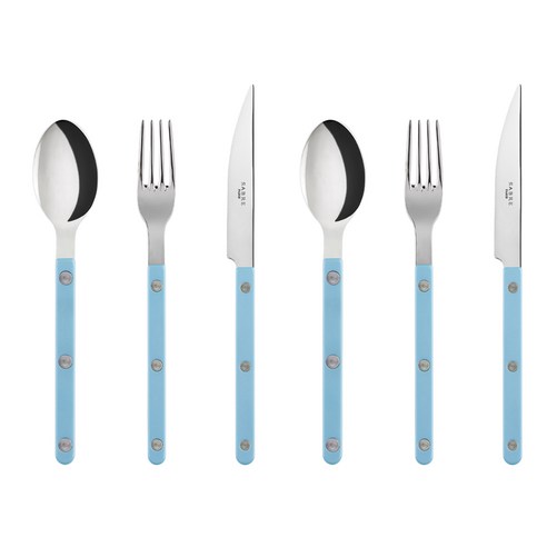 사브르 샤이니 디너 스푼 2p + 디너 포크 2p + 디너 나이프 2p 세트, 파스텔 블루, 1세트
