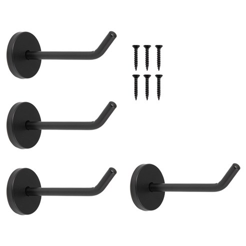 철물대장 스텐 돌출 벽옷걸이 100mm x 4p, 블랙, 1개