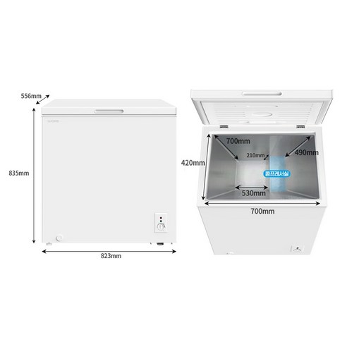 루컴즈 다용도 소형 냉동고 199L 방문설치, 화이트, F199M01-W