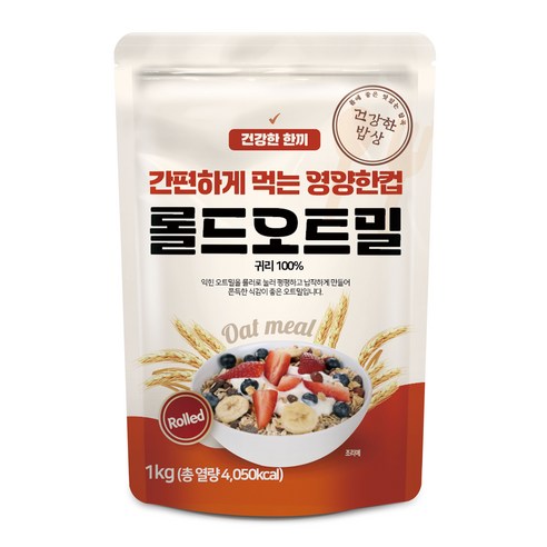 건강한밥상 간편하게 먹는 영양한컵 롤드오트밀, 2kg, 2개