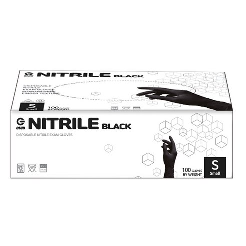 지클럽 니트릴 장갑 100p, 블랙, 소(S), 1개