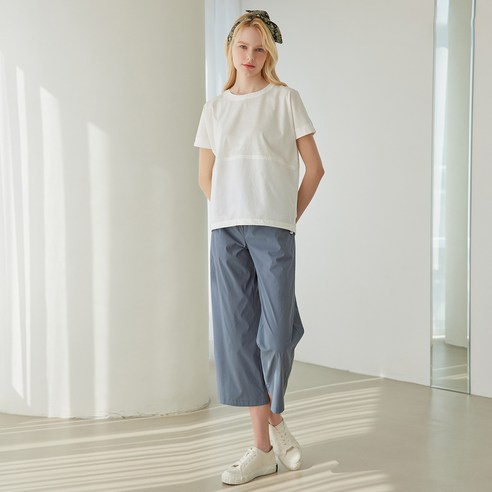 크레송 22 썸머 트리플 컬러 스티치 셋업 티블라우스 + 팬츠 세트