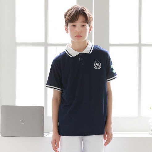 나나주니 남아용 NJ 로고 카라 티셔츠 17, 17, 색상, 네이비 섬네일