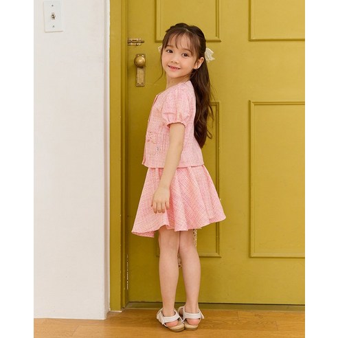 세련되고 편안한 릴리푸리 여아용 리본 트위드 가디건 상하복
