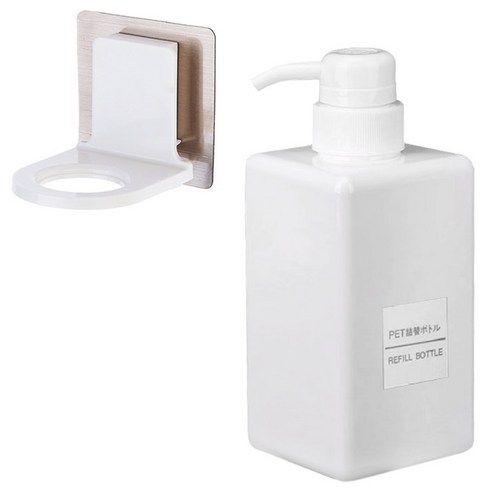 모나코올리브 호텔식 샴푸 린스 디스펜서 450ml + 무타공 샴푸홀더 세트, 화이트(디스펜서), 1세트