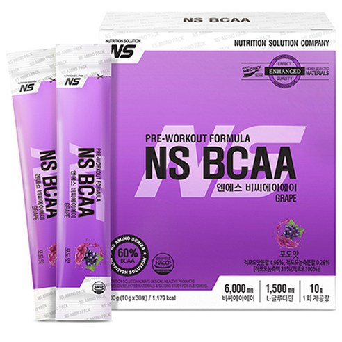 NS BCAA 스틱 아미노산 보충제 포도맛 30p, 300g, 2개