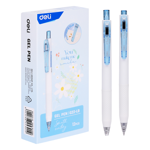델리 노크식 칼라 젤펜 0.5mm EG22 12p, 라이트블루, 1개