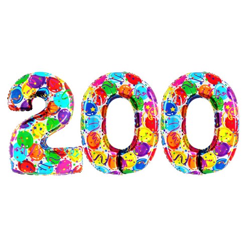 그라보벌룬 은박풍선 숫자 200, 벌룬프린트, 1개